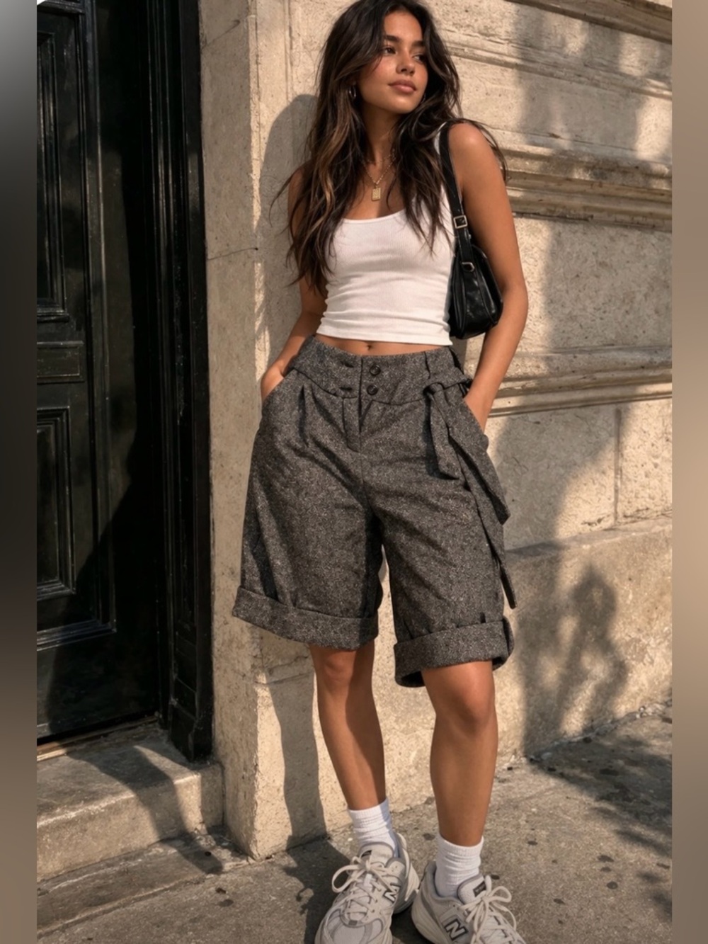 United Colors of Benetton Tweed High-Waisted Bermuda Shorts 🤎 Vintage Chic